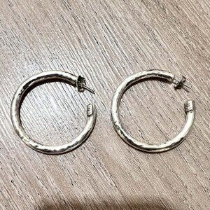 Ippolita Classico 925 Sterling Silver Hammered Hoop Earrings 1.75"